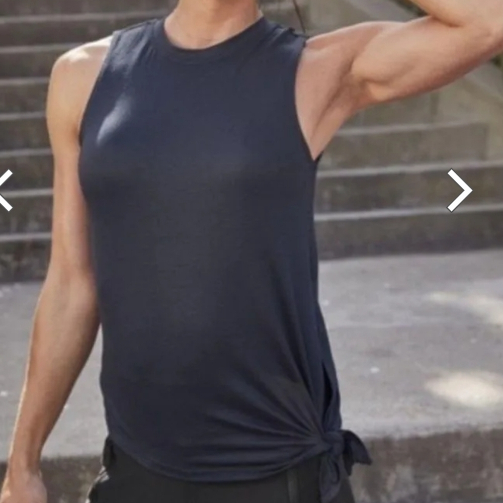 Athleta Navy Cloudlight Asymmetrical Side Tie Tank M